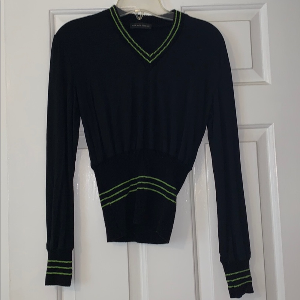Black shirt with elastic sweater bottom & sleeves